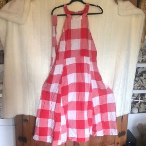 Crown & ivy orange and white plaid dress with belt size 14